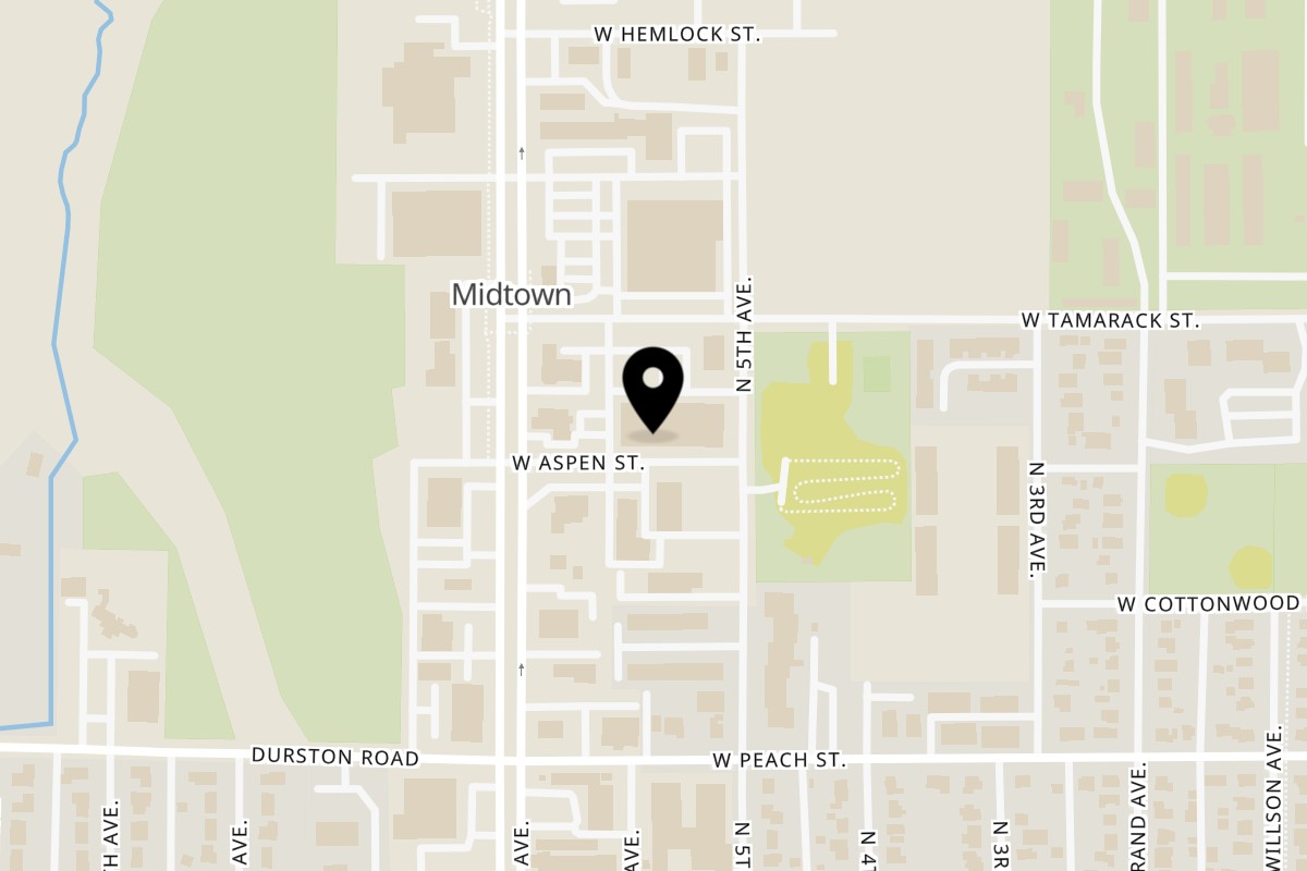 Map showing the location of Bourbon on 515 W Aspen St Unit 102 in Bozeman
